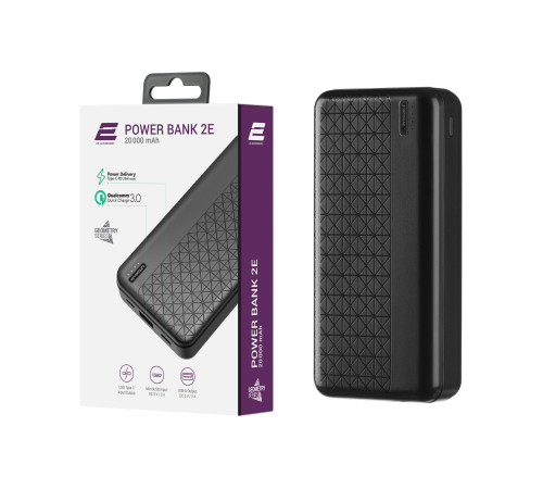 Портативний акумулятор 2Е 20000mAh Geometry PD+QC 18W, Black (2E-PB2072PD-BLACK)