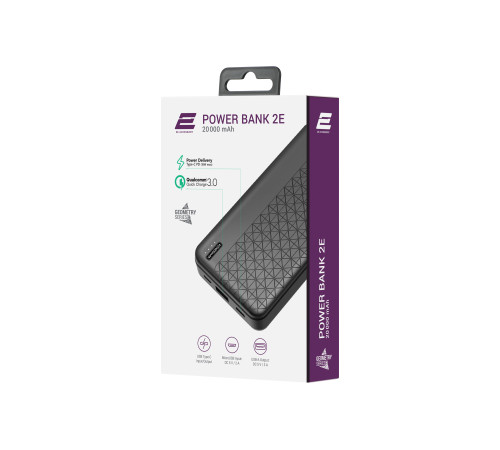 Портативний акумулятор 2Е 20000mAh Geometry PD+QC 18W, Black (2E-PB2072PD-BLACK)