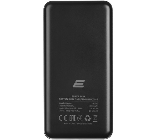 Портативний акумулятор 2Е 20000mAh Geometry Type-C, USB-А, Black (2E-PB2072-BLACK)