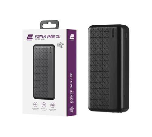 Портативний акумулятор 2Е 20000mAh Geometry Type-C, USB-А, Black (2E-PB2072-BLACK)