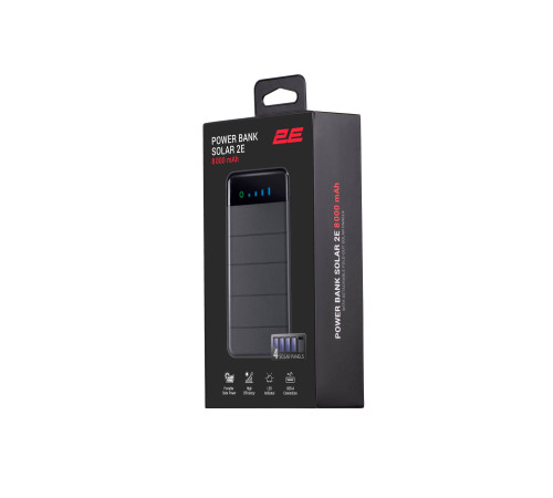 Портативний зарядний пристрій Power Bank 2E Solar 8000mAh Black