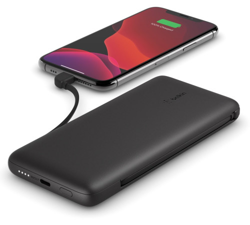 Портативное зарядное устройство Power Bank Belkin 10000mAh 23W integrated cables Black (BPB006BTBLK)