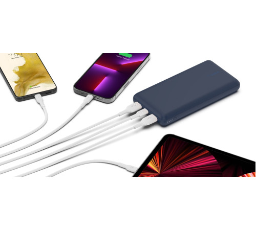 Портативный аккумулятор Power Bank Belkin 20000mAh, 15W, Dual USB-A, USB-C, blue