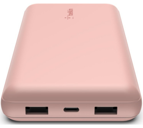 Портативный аккумулятор Power Bank Belkin 20000mAh 15W, Dual USB-A, USB-C Rose Gold (BPB012BTRG)