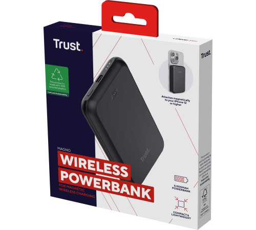 Портативний зарядний пристрій Trust Magnetic WL 5000 mAh Black