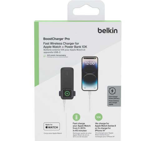 Портативный аккумулятор Power Bank Belkin 10000мА 20Вт Apple Watch(BPD005BTBK)