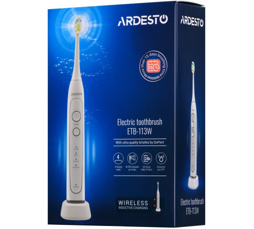 Електрична зубна щітка Ardesto ETB-113W біла