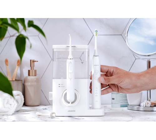 Іригатор стаціонарний Ardesto OI-R600WTB + електрична зубна щітка, білий