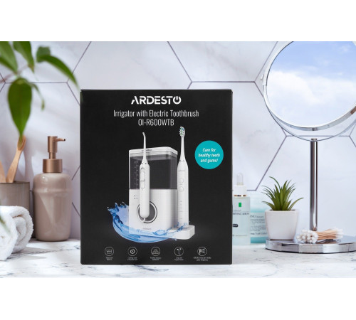 Іригатор стаціонарний Ardesto OI-R600WTB + електрична зубна щітка, білий