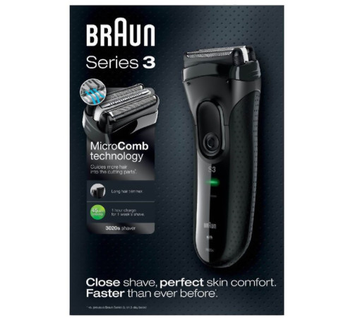 Електробритва чоловіча Braun Series 3 3020s Black