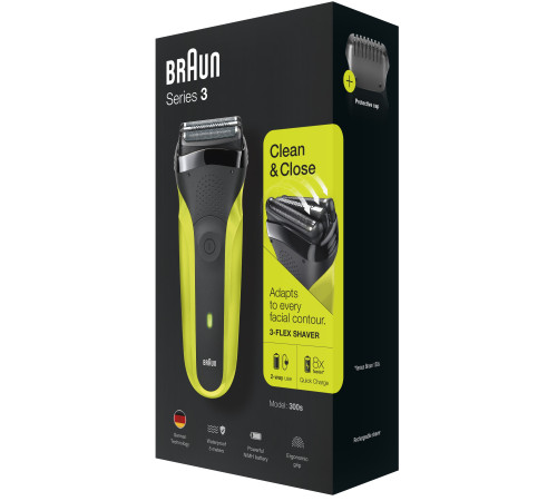 Електробритва чоловіча Braun Series 3 300s Black/Green