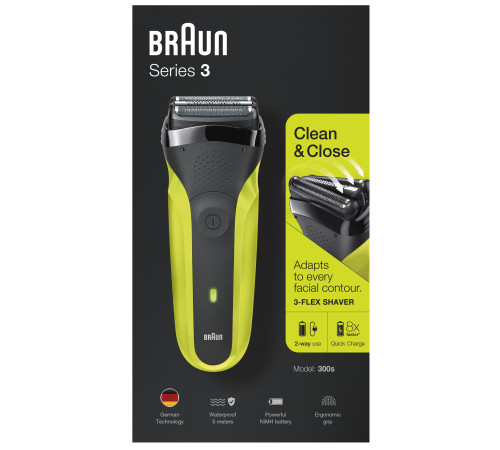 Електробритва чоловіча Braun Series 3 300s Black/Green