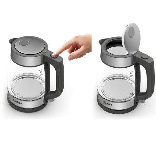 Электрочайник Tefal Glass Kettle, 1,7л, стекло, серый