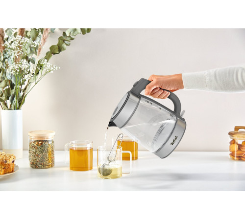 Электрочайник Tefal Glass Kettle, 1,7л, стекло, серый