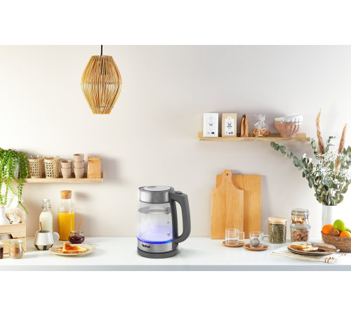 Электрочайник Tefal Glass Kettle, 1,7л, стекло, серый