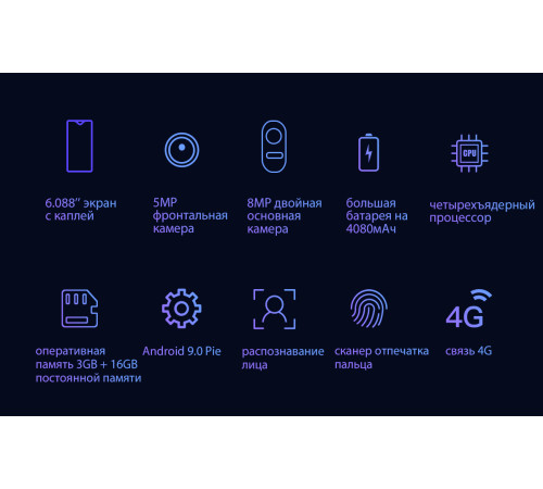 Смартфон Blackview A60 Pro 3/16GB Dual SIM Interstellar Black OFFICIAL UA