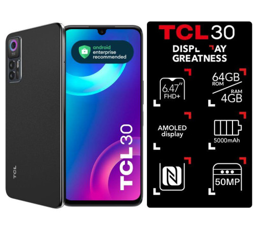Смартфон TCL 30 (T676H) 4/64Gb Tech Black