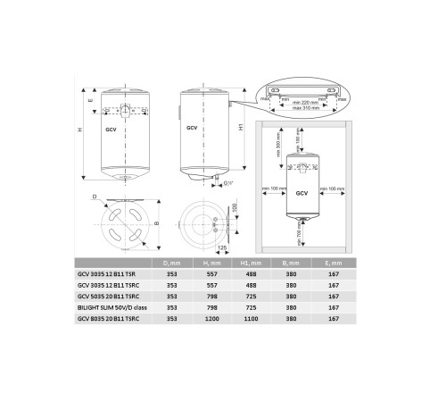 Бойлер Tesy Bilight Slim GCV 503520 B11 TSRC