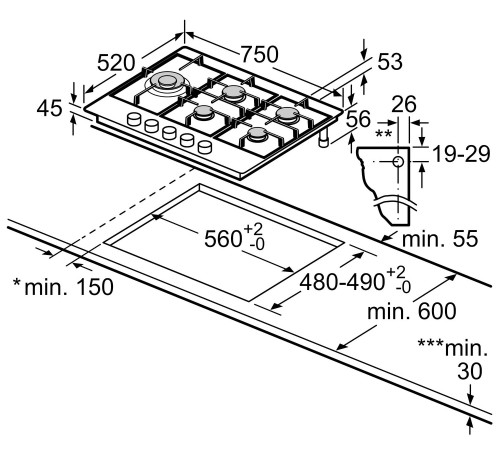 Варочная поверхность газовая Bosch PCS7A5M90