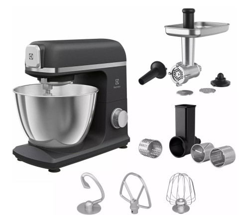 Кухонная машина Electrolux, 1200Вт, чаша-металл, корпус-металл, насадок-8, черный