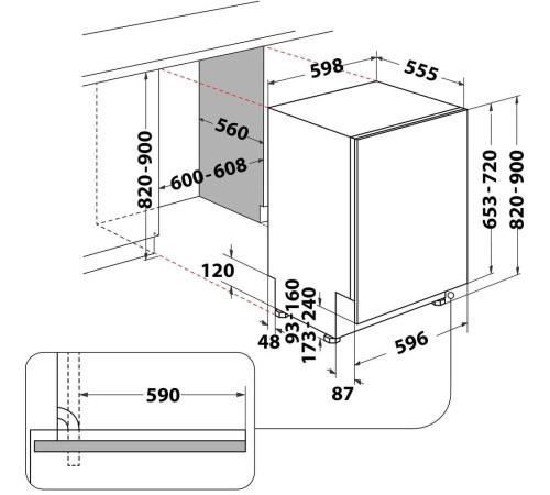 Встраиваемая посудомоечная машина Whirlpool WI7020P