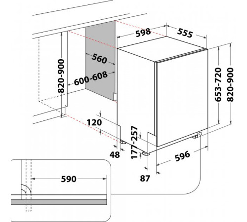 Встраиваемая посудомоечная машина Whirlpool WI7020P