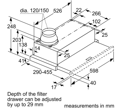 Вытяжка Bosch телескопическая DFM064W54