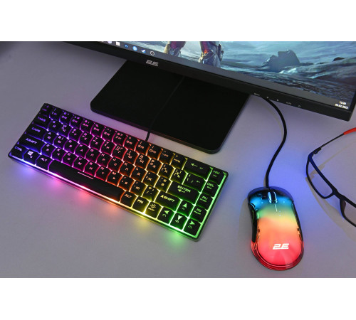 Игровая клавиатура 2E GAMING KG345 RGB 68key USB Transparent (2E-KG345TR)
