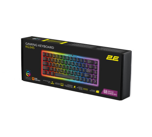 Игровая клавиатура 2E GAMING KG345 RGB 68key USB Transparent (2E-KG345TR)
