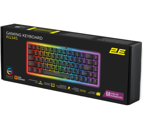 Игровая клавиатура 2E GAMING KG345 RGB 68key USB Transparent (2E-KG345TR)