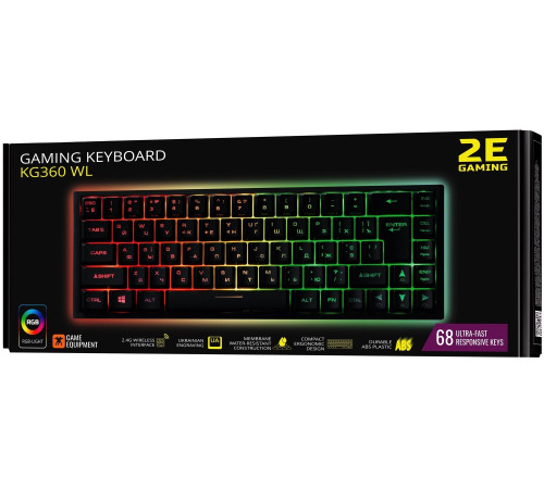 Клавиатура игровая 2E Gaming KG360 RGB WL Black (2E-KG360UBK)