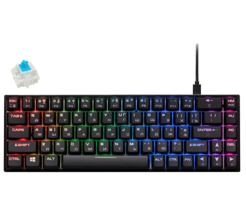 Клавиатура игровая 2E Gaming KG370 RGB Gateron Blue Switch Black (2E-KG370UBK-BL)