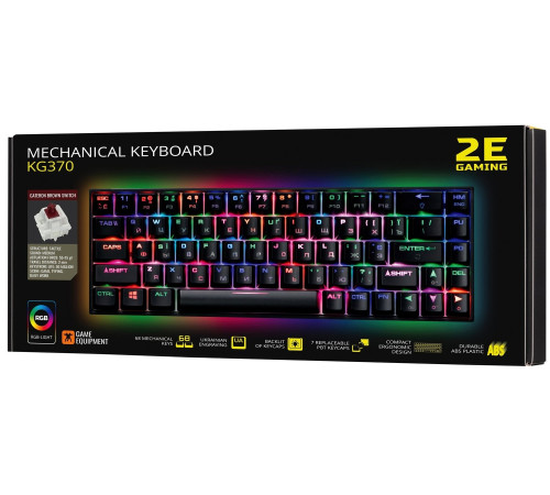 Клавиатура игровая 2E Gaming KG370 RGB Gateron Brown Switch Black (2E-KG370UBK-BR)