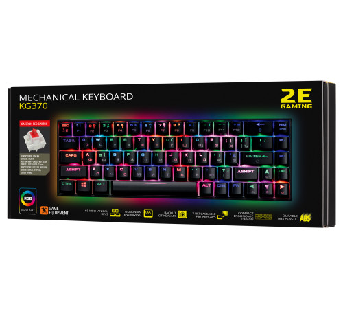 Клавиатура игровая 2E Gaming KG370 RGB Gateron Red Switch Black (2E-KG370UBK-RD)