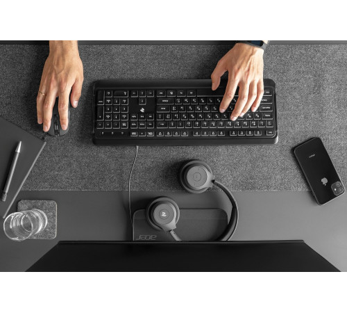 Клавіатура 2E KS120 White backlight USB Black (2E-KS120UB)