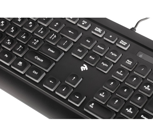Клавіатура 2E KS120 White backlight USB Black (2E-KS120UB)