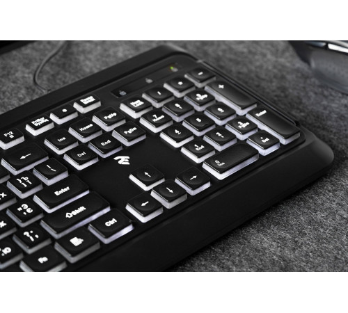 Клавіатура 2E KS120 White backlight USB Black (2E-KS120UB)