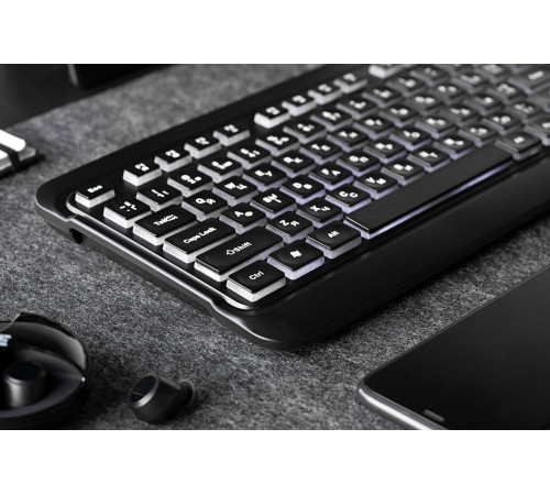 Клавіатура 2E KS120 White backlight USB Black (2E-KS120UB)