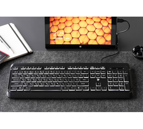 Клавіатура 2E KS120 White backlight USB Black (2E-KS120UB)