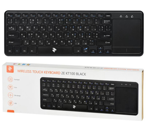 Клавіатура 2E 2E KT100 WL Black (2E-KT100WB)