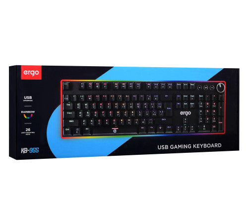 Клавиатура ERGO KB-955, RGB, Blue Switch, чорний