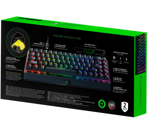 Ігрова клавіатура Razer BlackWidow V3 Mini HyperSpeed Yellow Phantom Ed. WL/BT/USB US RGB, Black (RZ03-03891900-R3M1)