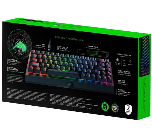Ігрова клавіатура Razer BlackWidow V3 Mini HyperSpeed Green Switch WL/BT/USB RU RGB, Black (RZ03-03891600-R3R1)