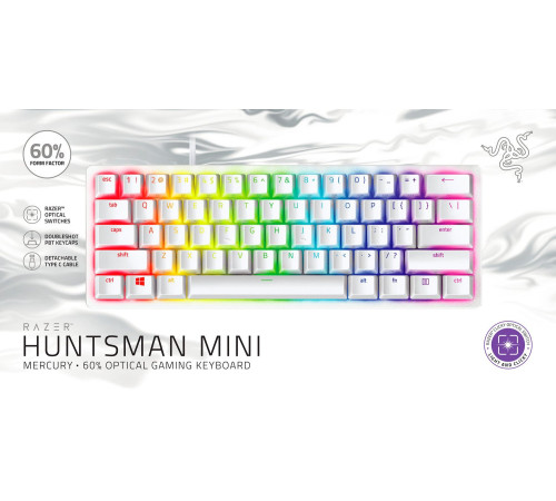 Ігрова клавіатура Razer Huntsman Mini Mercury Edition Purple Switch US Layout (RZ03-03390300-R3M1)