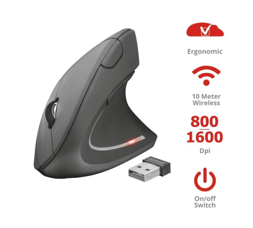 Миша Trust VERTO WL ERGONOMIC BLACK (22879)