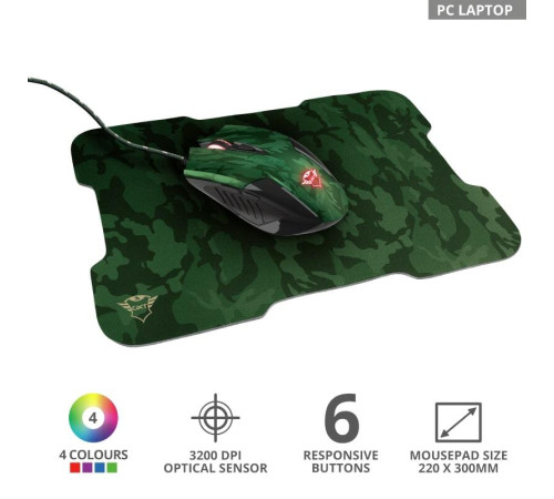 Миша+килимок Trust GXT781 RIXA CAMO MOUSE & PAD (23611_TRUST)
