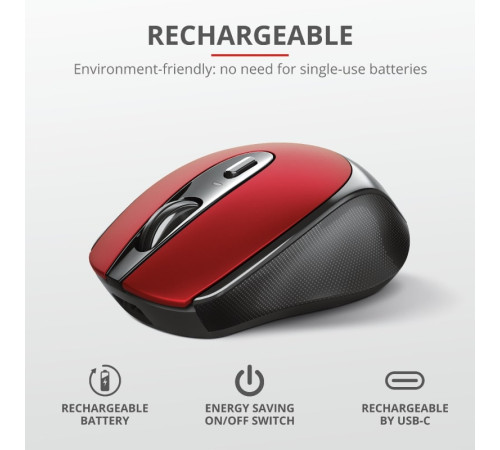 Миша Trust Zaya Rechargeable WL Red (24019_TRUST)