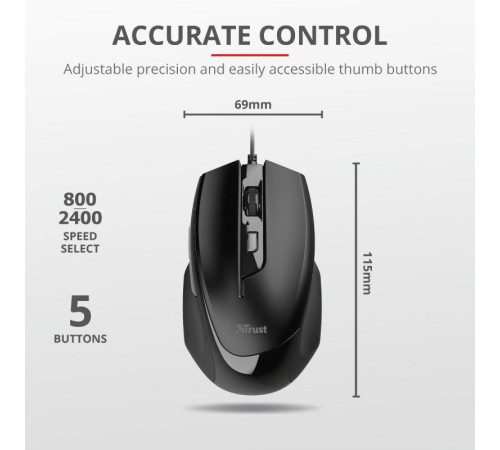 Миша Trust Voca Black (23650_TRUST)