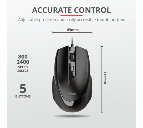 Миша Trust Voca Black (23650_TRUST)