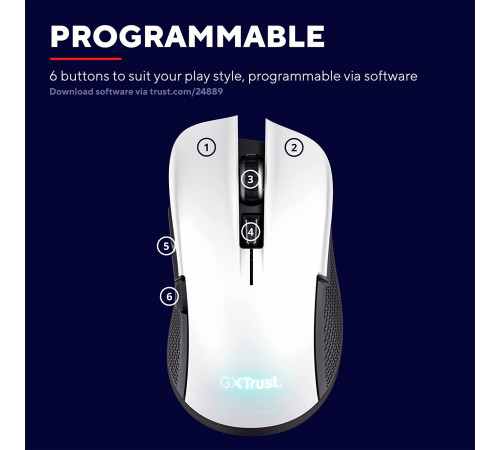 Игровая мышь Trust GXT 923 YBAR Wireless White (24889_TRUST)